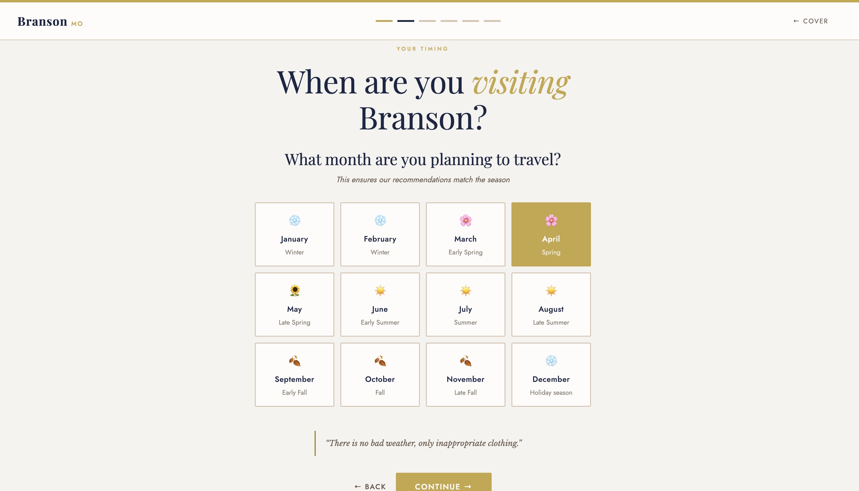 Travel timing question with 12-month calendar grid